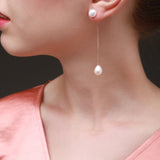 Embellished Series Pearl Teardrop Dangle Threader Earrings - CKDZ2020070