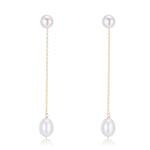 Embellished Series Pearl Teardrop Dangle Threader Earrings - CKDZ2020070