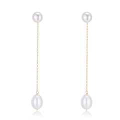 Embellished Series Pearl Teardrop Dangle Threader Earrings - CKDZ2020070