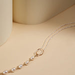 Embellished Series Pearl Stitching Double Layer Necklace - CKDZ2021077