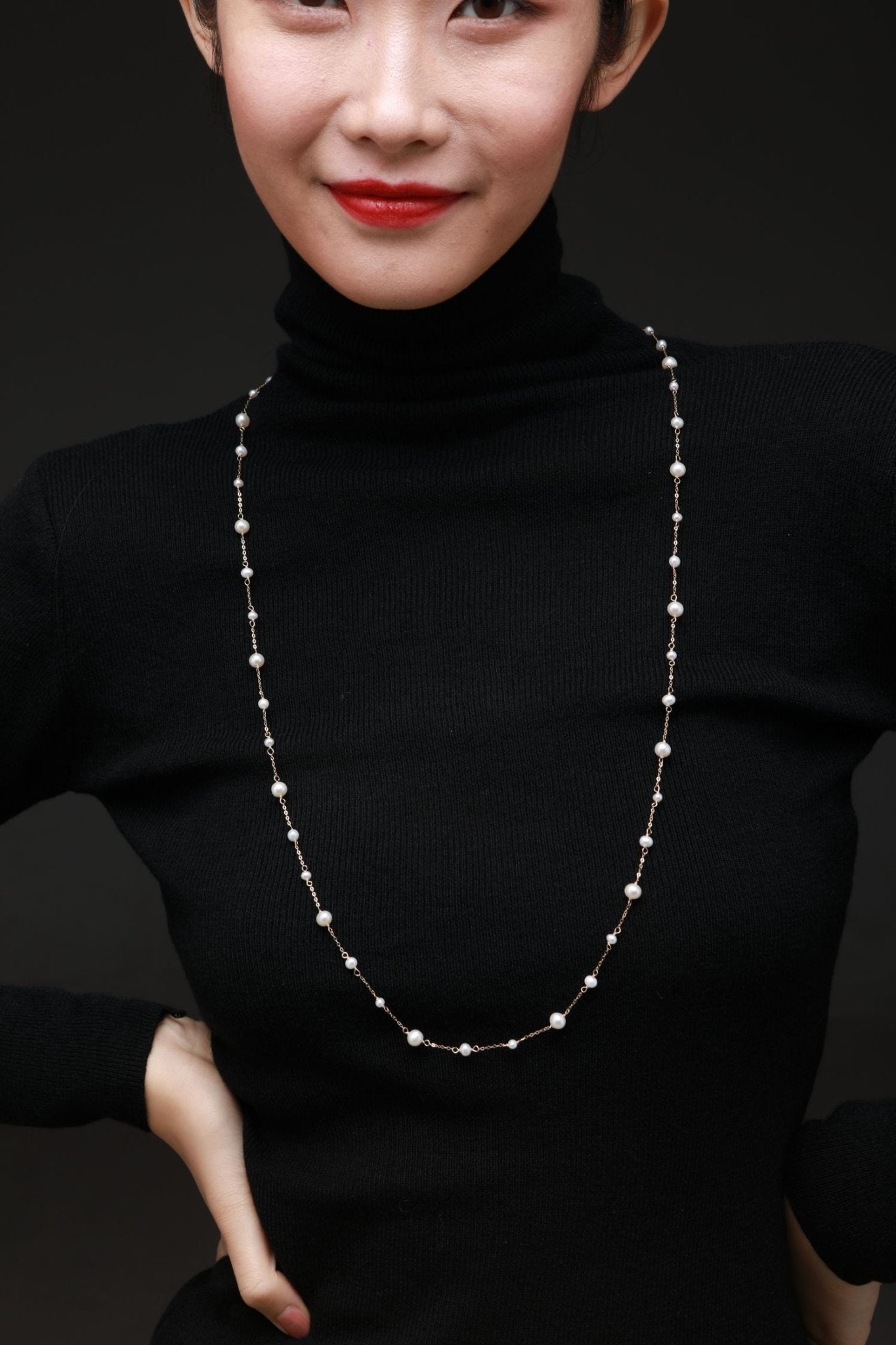 Embellished Series Long Style Pearl Chain Necklace - CKDZ2021081