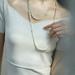 Embellished Series Long Elegant Necklace with Mixed Sizes of Pearls - CKDZ2021082