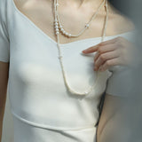 Embellished Series Long Elegant Necklace with Mixed Sizes of Pearls - CKDZ2021082