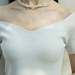 Embellished Series Long Elegant Necklace with Mixed Sizes of Pearls - CKDZ2021082