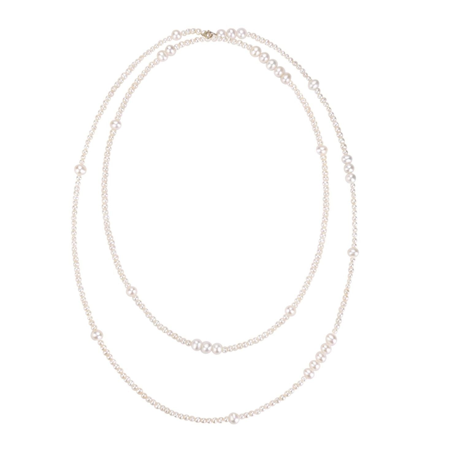 Embellished Series Long Elegant Necklace with Mixed Sizes of Pearls - CKDZ2021082