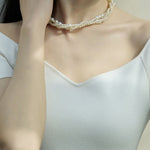 Embellished Series Long Elegant Necklace with Mixed Sizes of Pearls - CKDZ2021082