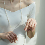 Embellished Series Long Elegant Necklace with Mixed Sizes of Pearls - CKDZ2021082