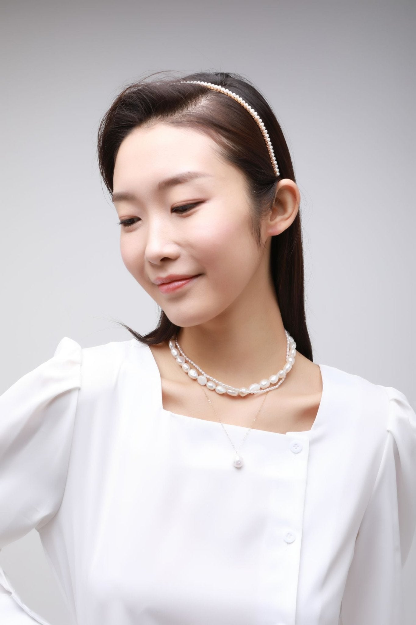 Embellished Series Small Pearl Headband Hair Pin - CKDZ2021088