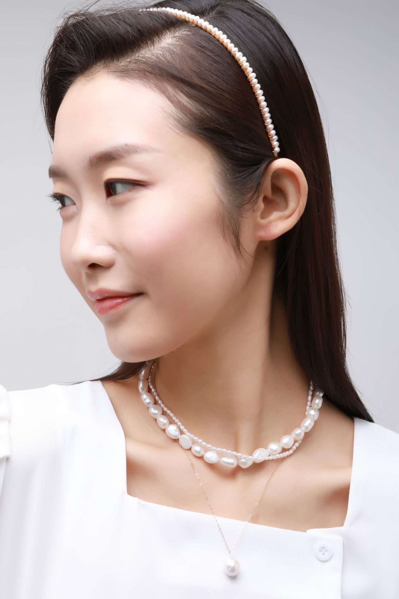 Embellished Series Small Pearl Headband Hair Pin - CKDZ2021088