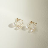 Embellished Series Triple Bead Inverted U Earrings - CKDZ2021158