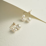 Embellished Series Triple Bead Inverted U Earrings - CKDZ2021158