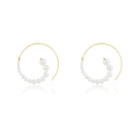 Embellished Series Exaggerated Swirl Pearl Earrings - CKDZ2021159