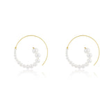 Embellished Series Exaggerated Swirl Pearl Earrings - CKDZ2021159