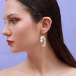 Embellished Series Exaggerated Swirl Pearl Earrings - CKDZ2021159