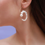 Embellished Series Exaggerated Swirl Pearl Earrings - CKDZ2021159