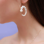 Embellished Series Exaggerated Swirl Pearl Earrings - CKDZ2021159