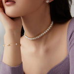 Embellished Series Gold Bead Double - Sided Pearl Choker - CKDZ2021204