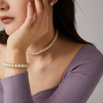 Embellished Series Gold Bead Double - Sided Pearl Choker - CKDZ2021204