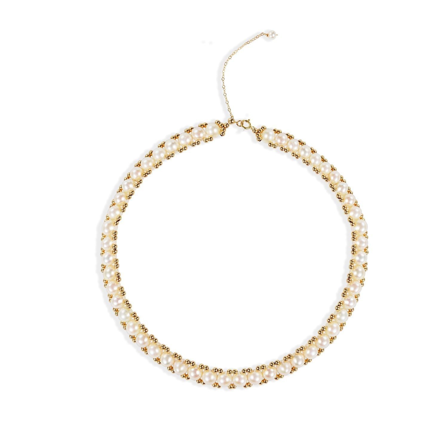 Embellished Series Gold Bead Double - Sided Pearl Choker - CKDZ2021204