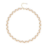 Embellished Series Wavy Gold Bead Pearl Choker - CKDZ2023083