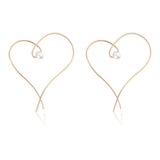 Embellished Series Single Pearl Heart - Shaped Earrings - Medium - CKDZ2024017