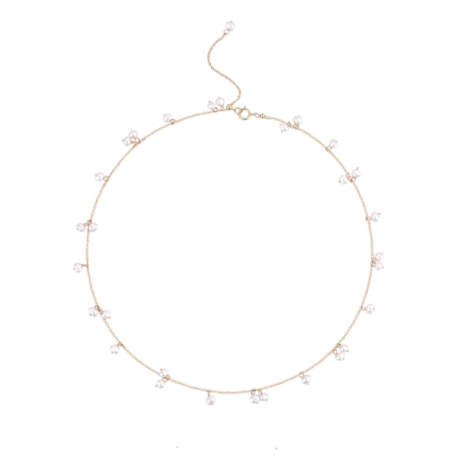 Embellished Series Alternating Single and Double Pearl Chain Necklace - CKDZ2024020