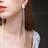 Starry Series Sugar Cube Long Tassel Earrings - CKFX2020024