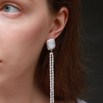 Starry Series Sugar Cube Long Tassel Earrings - CKFX2020024