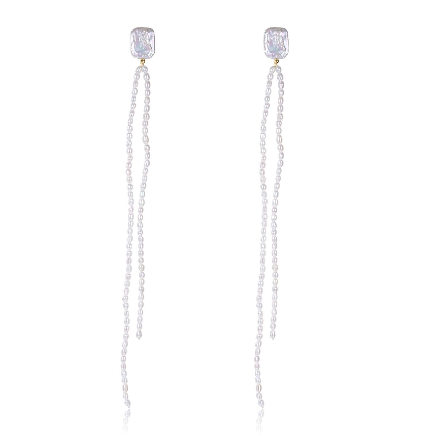 Starry Series Sugar Cube Long Tassel Earrings - CKFX2020024