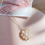 Classic Filigree Series Net Disk Multi - pearl Pendant Necklace - CKJD2019033