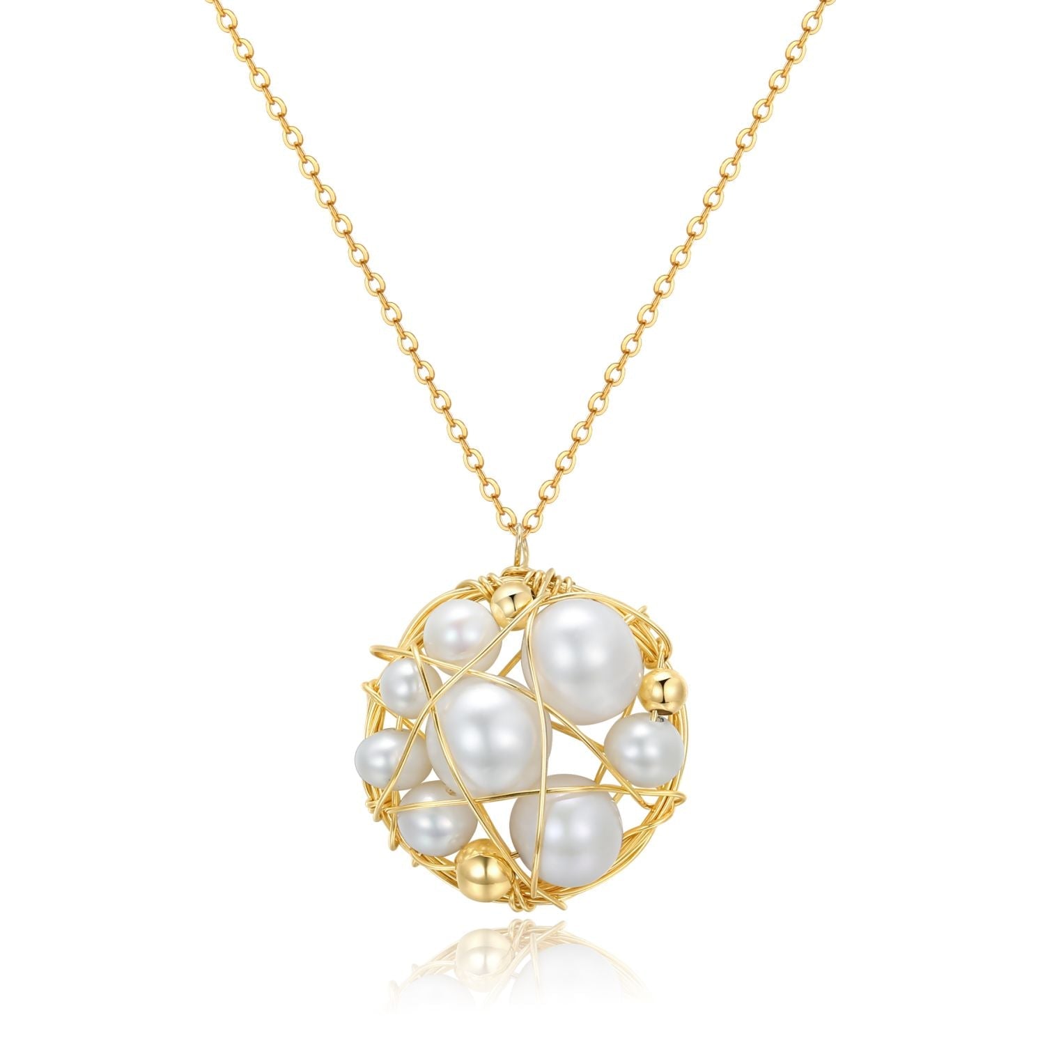 Classic Filigree Series Net Disk Multi - pearl Pendant Necklace - CKJD2019033