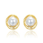 Classic Filigree Series Classic Twisted Wire Pearl Stud Earrings - Medium - CKJD2020081