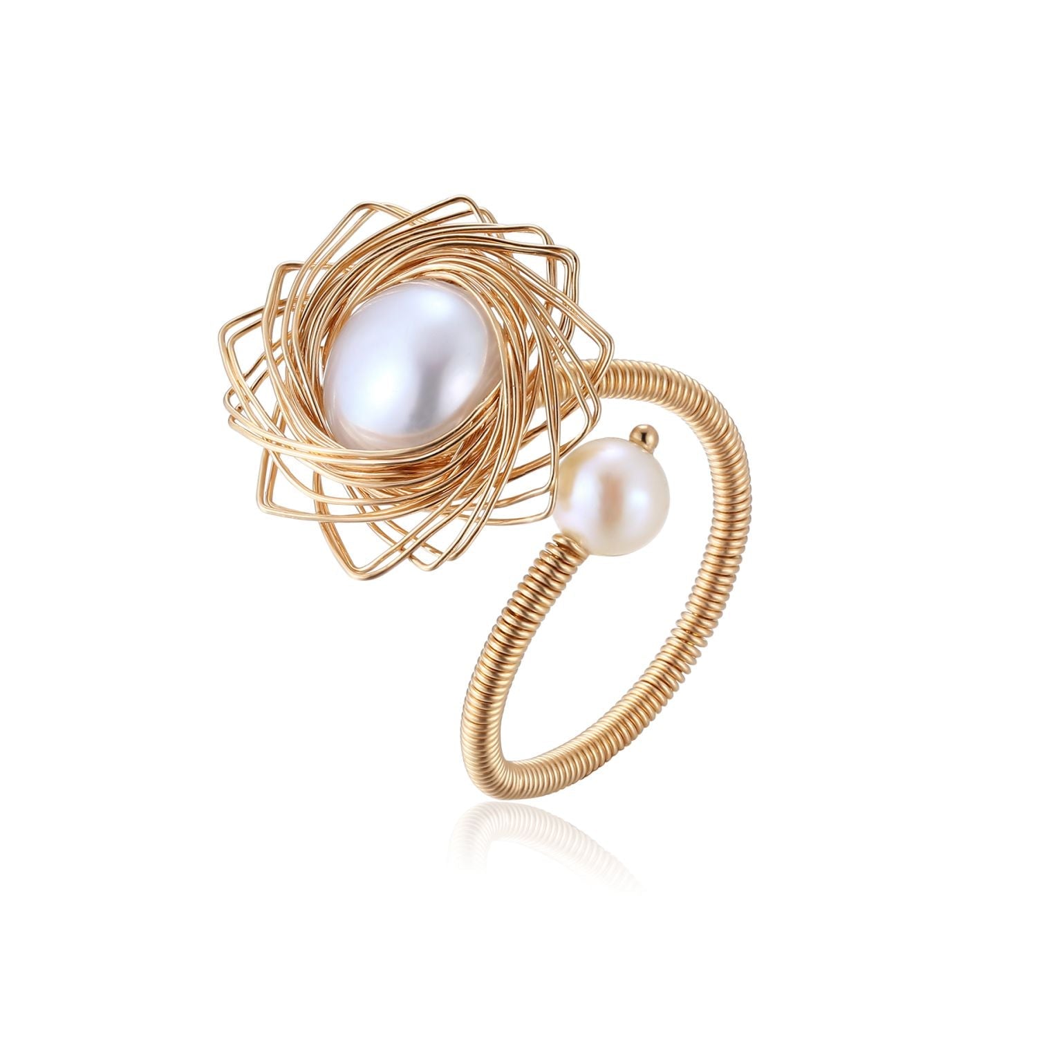 Classic Filigree Series Starburst Double Pearl Open Ring - CKJD2021122