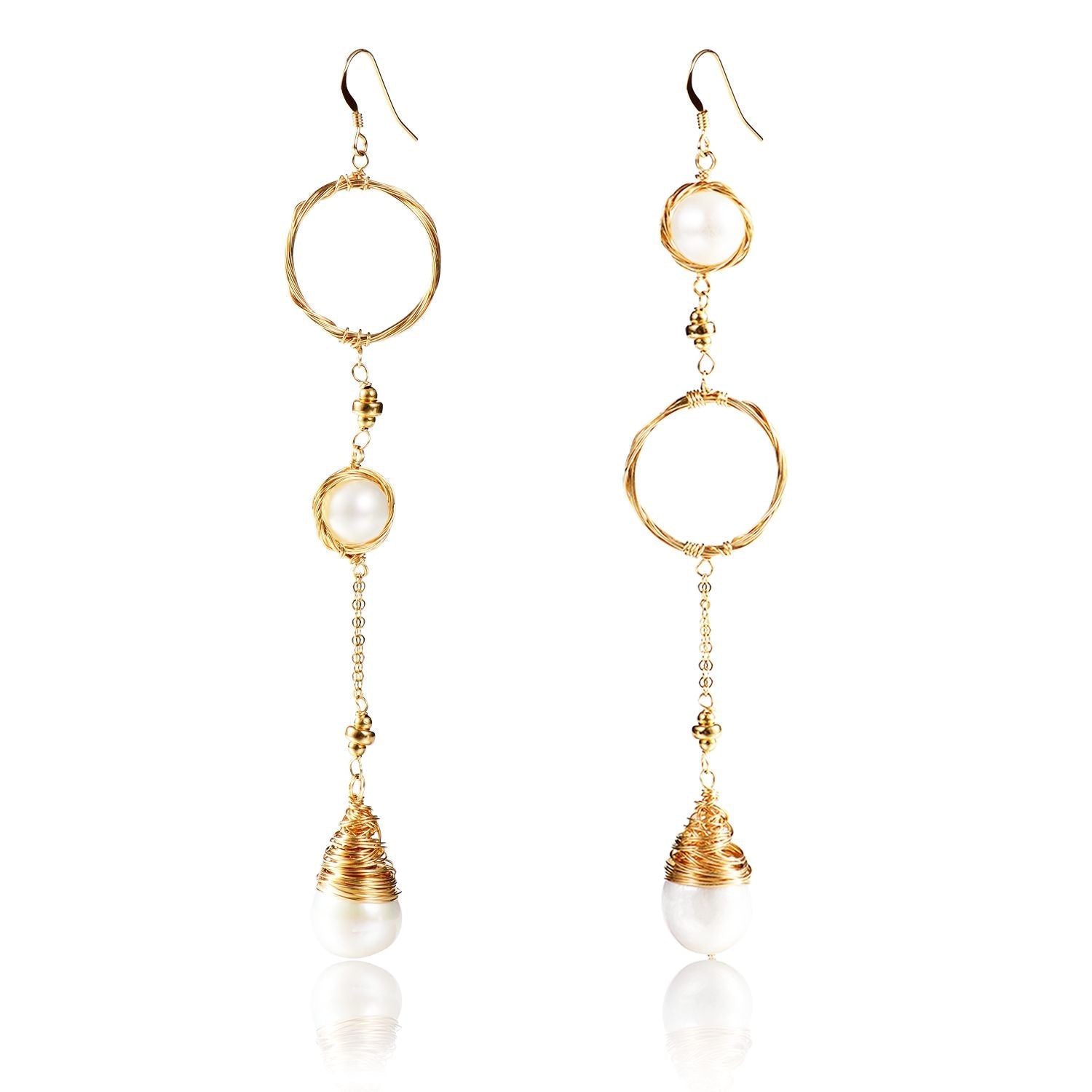 Classic Filigree Series Long Waterdrop Pearl Dangle Earrings - CKJD2021184