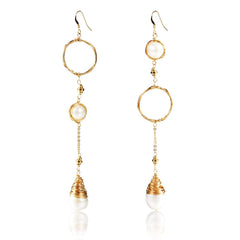 Classic Filigree Series Long Waterdrop Pearl Dangle Earrings - CKJD2021184