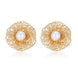 Classic Filigree Series Prosperous Blossom Pearl Stud Earrings - CKJD2022219