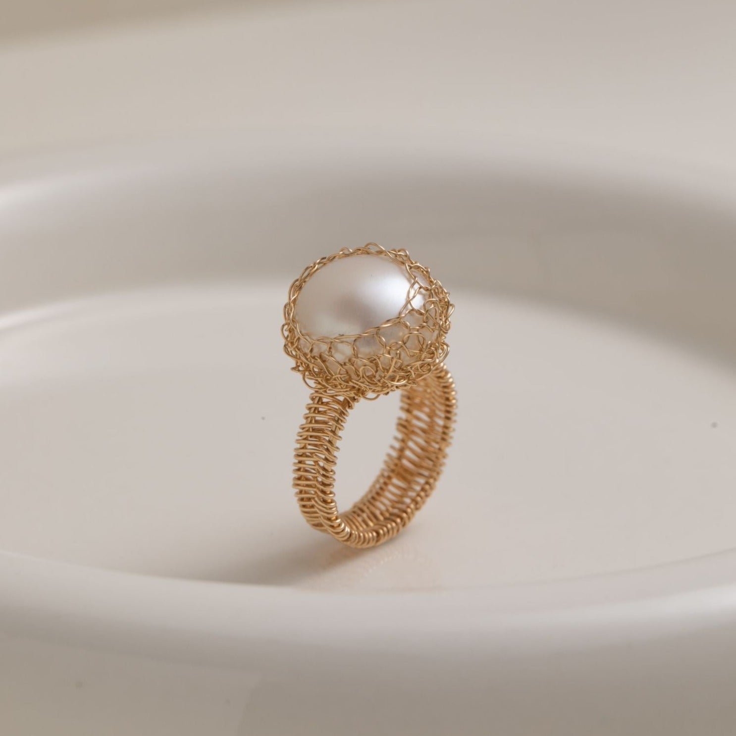 Classic Filigree Series Waterdrop Pearl Open Ring - CKJD2022222