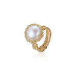 Classic Filigree Series Waterdrop Pearl Open Ring - CKJD2022222