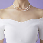 Classic Filigree Series Single Flower Double Layer Pearl Choker Necklace - CKJD2022252