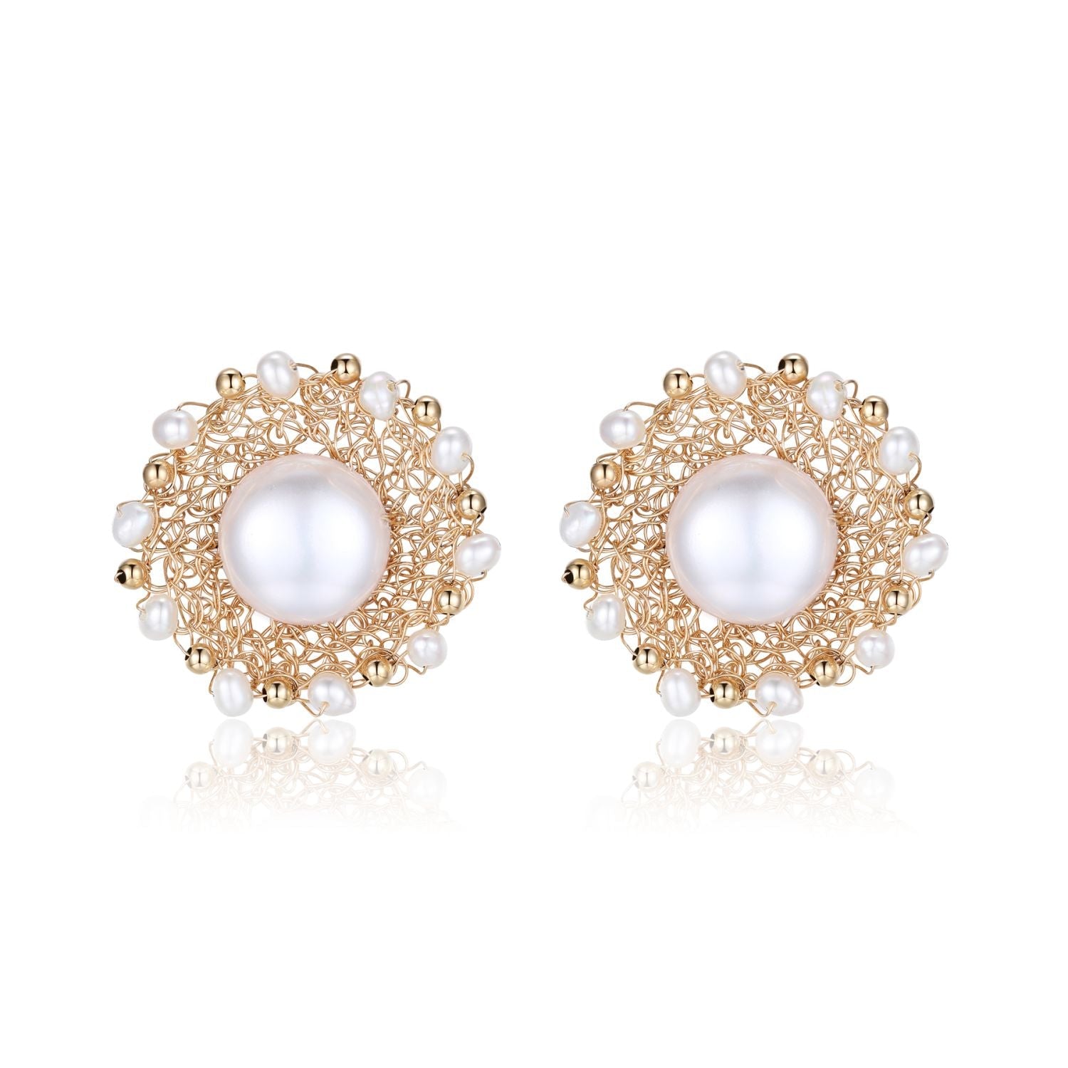 Classic Filigree Series Ancient Weave Full Pearl Earrings - CKJD2023005