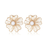 Classic Filigree Series Double Flower Pearl Earrings - CKJD2023006