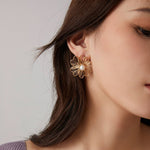 Classic Filigree Series Double Flower Pearl Earrings - CKJD2023006