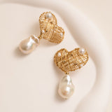 Miracle Series Heart - Shaped Baroque Pearl Dangle Earrings - CKJD2023044