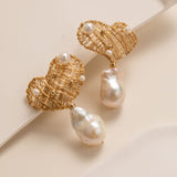 Miracle Series Heart - Shaped Baroque Pearl Dangle Earrings - CKJD2023044