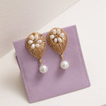 Classic Filigree Series Fan - Shaped Pearl Dangle Earrings - CKJD2023045