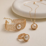 Classic Filigree Series Ancient Weave Pearl Pendant Necklace - CKJD2023046