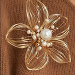 Classic Filigree Series Baroque Pearl Lily Petal Brooch - CKJD2024013