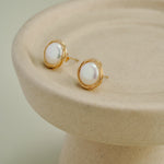 Geometric Series Circular Winding Ear Clip Pearl Ear Studs - CKJH2020032