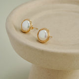 Geometric Series Circular Winding Ear Clip Pearl Ear Studs - CKJH2020032