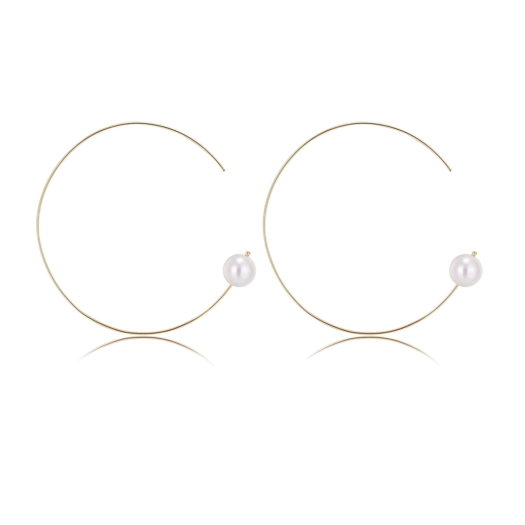 Geometric Series Big Round Tail Bead Hoop Earrings - Large - CKJH2020041